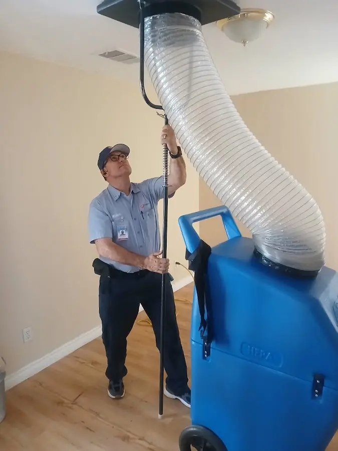 Mini Split Installation technician using HEPA equipment in La Crescenta-Montrose